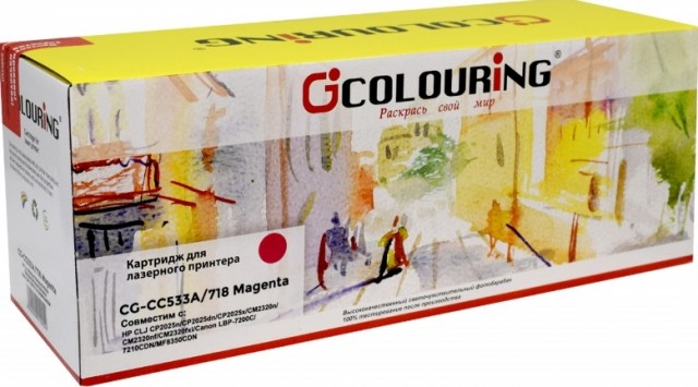 Картридж Colouring CC533A/ 718 для принтеров HP Color LaserJet CP2025n/ CP2025dn/ CP2025x/ CM2320n/ CM2320nf/ CM2320fxi/ Canon LBP-7200C/ 7210CDN/ MF8350CDN Пурпурный 2800 копий