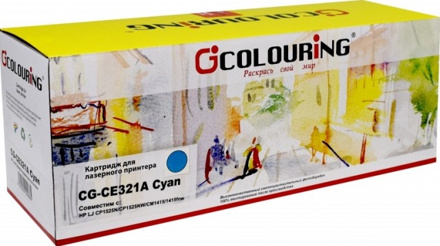 Картридж Colouring CE321A для принтеров HP LaserJet CP1525N/ CP1525NW/ CM1415/ 1415fnw Голубой 1300 копий