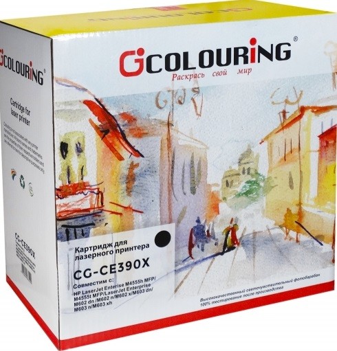 Картридж Colouring CE390X для принтеров HP LaserJet Enterprise 600/ M602n/ 602dn/ 602x/ 603n/ 603dn/ M4555h/ 4555f/ 4555fskm MFP Черный 24000 копий