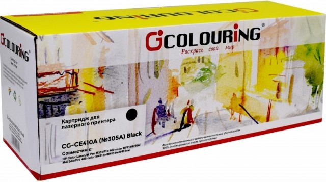 Картридж Colouring CE410A (№305A) для принтеров HP Color LaserJet Pro M351/ Pro 400 color MFP M475dn/ M475dw/ Pro 400 color M451dn/ M451dw/ M451nw Черный 2200 копий