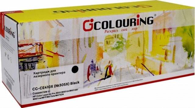 Картридж Colouring CE410X (№305X) для принтеров HP Color LaserJet Pro M351/ Pro 400 color MFP M475dn/ M475dw/ Pro 400 color M451dn/ M451dw/ M451nw Черный 4000 копий