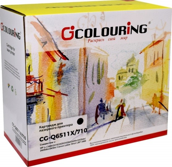 Картридж Colouring Q6511X/ 710 для принтеров HP LaserJet 2400/ 2410/ 2420/ 2420d/ 2420n/ 2420dn/ 2420dtn/ 2430n/  Canon Laser Shot LBP 3460 Черный 12000 копий